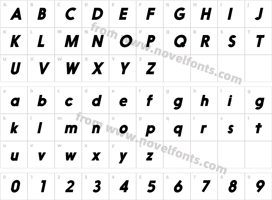 Nanami Black ObliqueCharacter Map