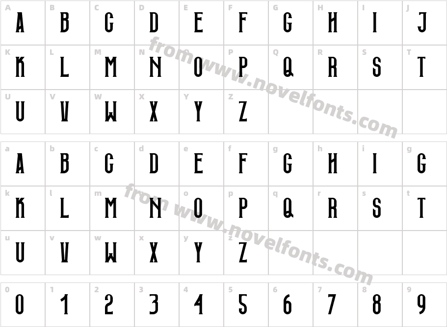 Naonweh SerifCharacter Map