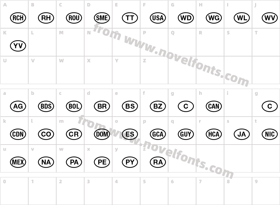 National Codes AmericaCharacter Map