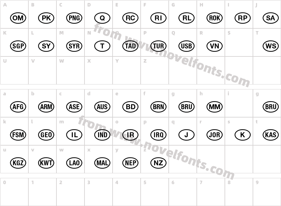 National Codes Asia PlusCharacter Map