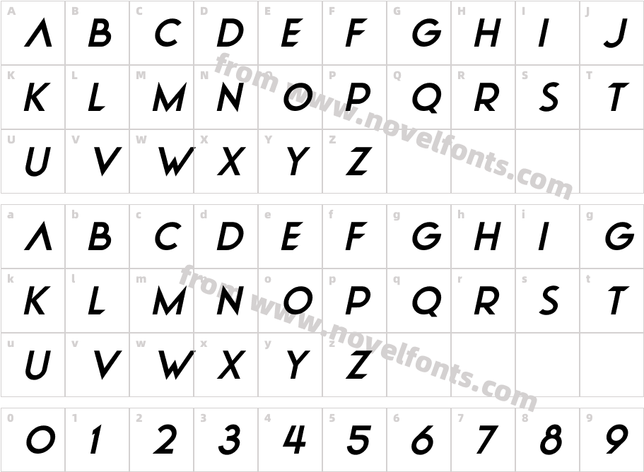 Natural Precision ItalicCharacter Map
