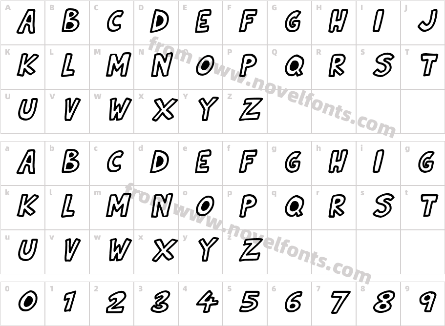 Natural Toons ItalicCharacter Map