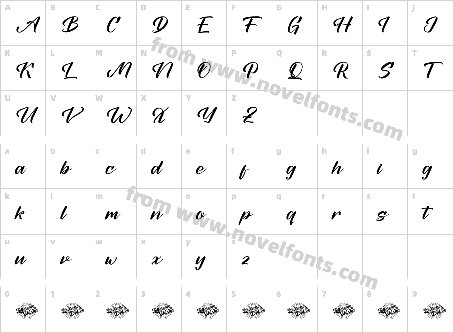 Nautical Prestige DEMO VERSIONCharacter Map