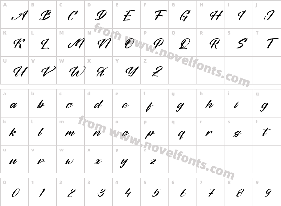 Nautical Prestige ItalicCharacter Map