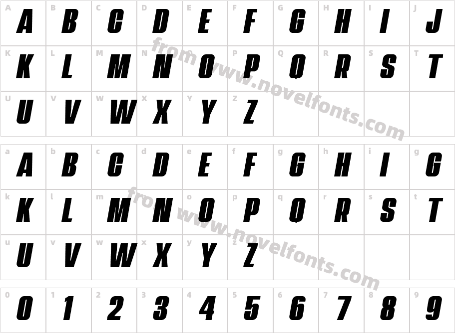 Navada Italic Demo ItalicCharacter Map