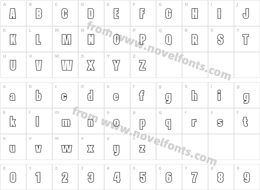 Navagio Bold OutlineCharacter Map