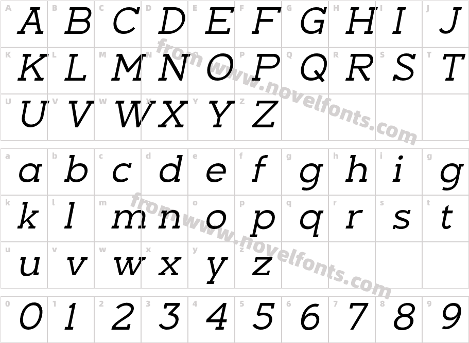 Nayanika Slab ItalicCharacter Map