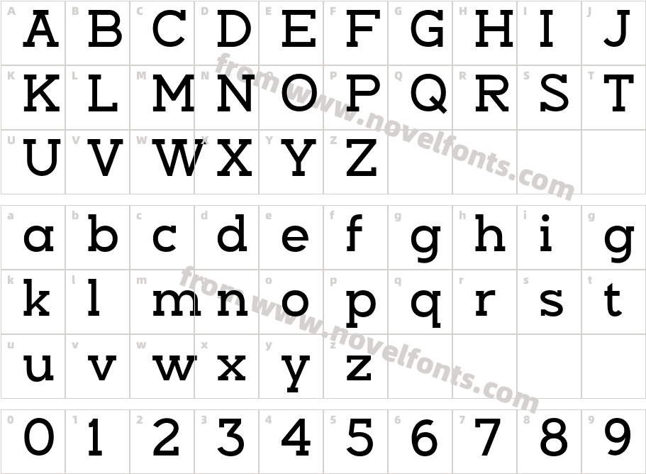 Nayanika Slab MediumCharacter Map