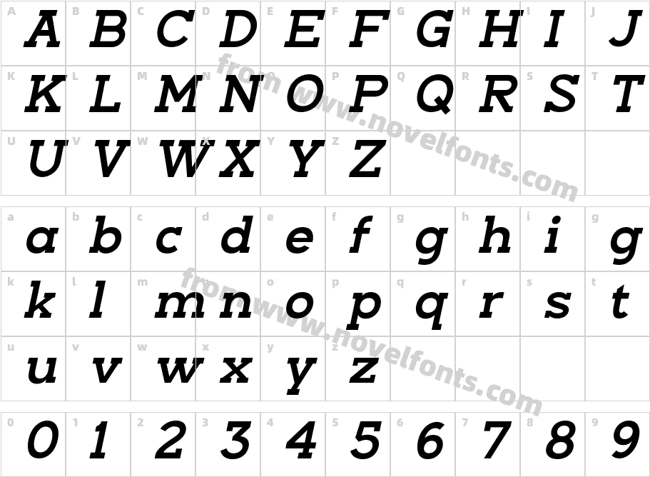 Nayanika Slab Semibold ItalicCharacter Map