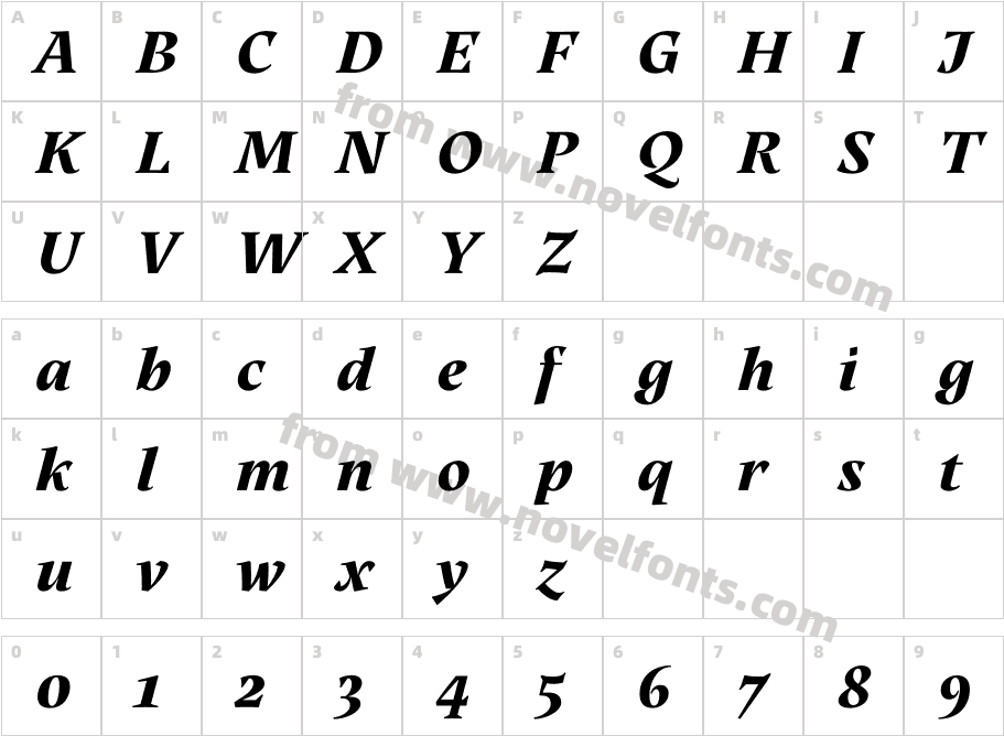 Neco Black ItalicCharacter Map