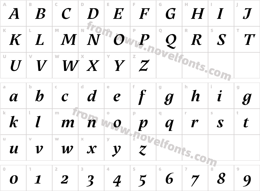 Neco Bold ItalicCharacter Map