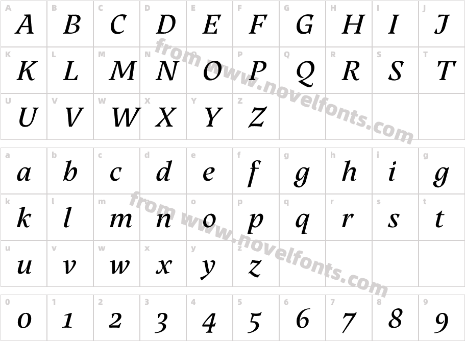 Neco Medium ItalicCharacter Map
