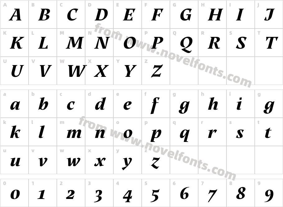 Neco Variable Bold ItalicCharacter Map