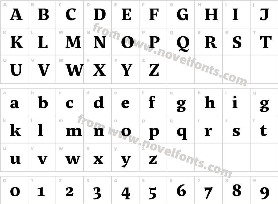 Neco Variable BoldCharacter Map