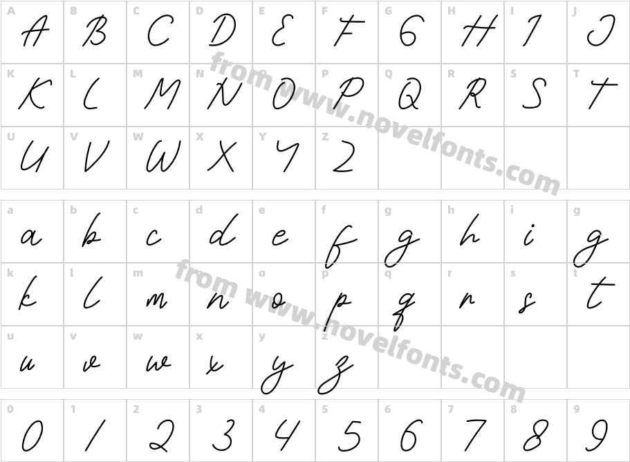 Neitherly ScriptCharacter Map