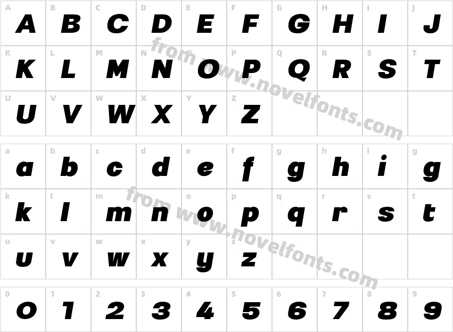 Nemorosa Heavy ItalicCharacter Map