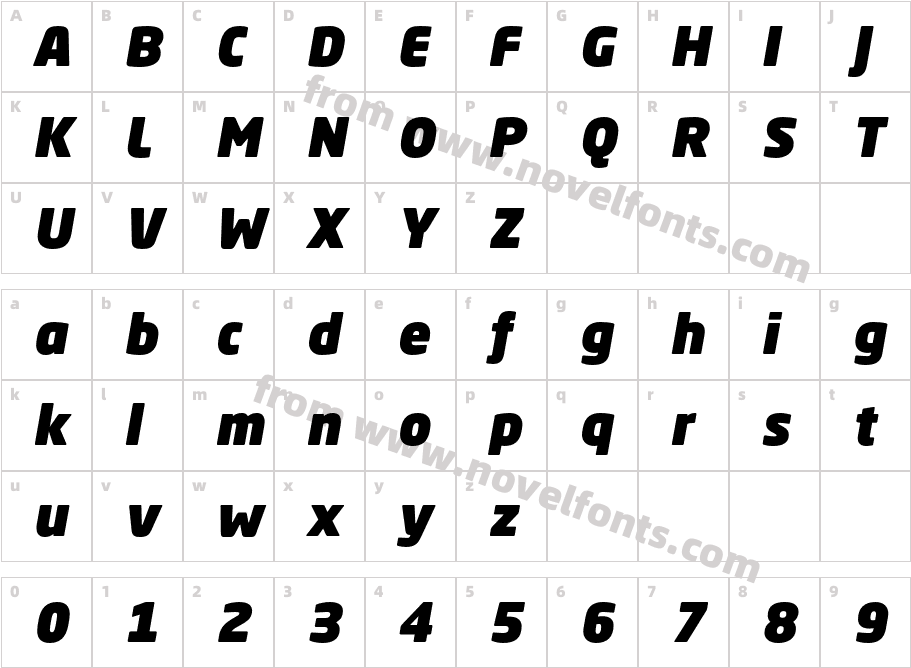 Neo SansW1G Ultra ItalicCharacter Map
