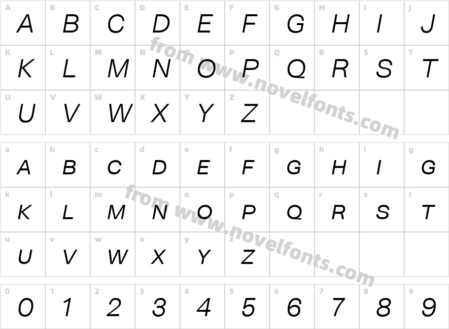 Neogrotesk SC Light ItCharacter Map