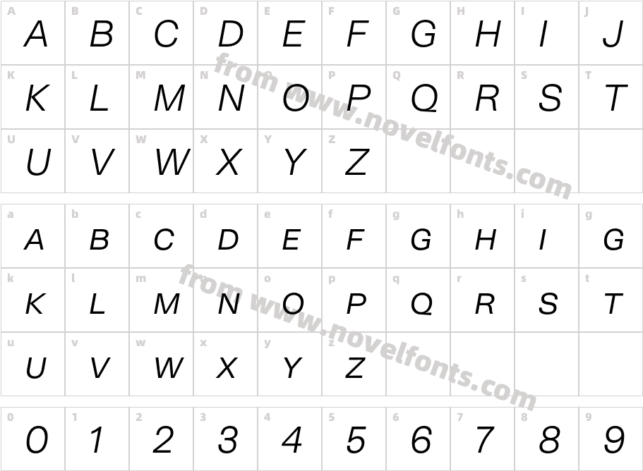NeogroteskSC Light ItCharacter Map