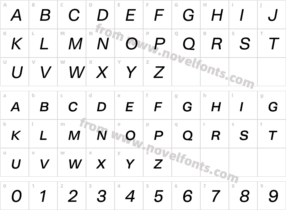 NeogroteskSC Regular ItCharacter Map