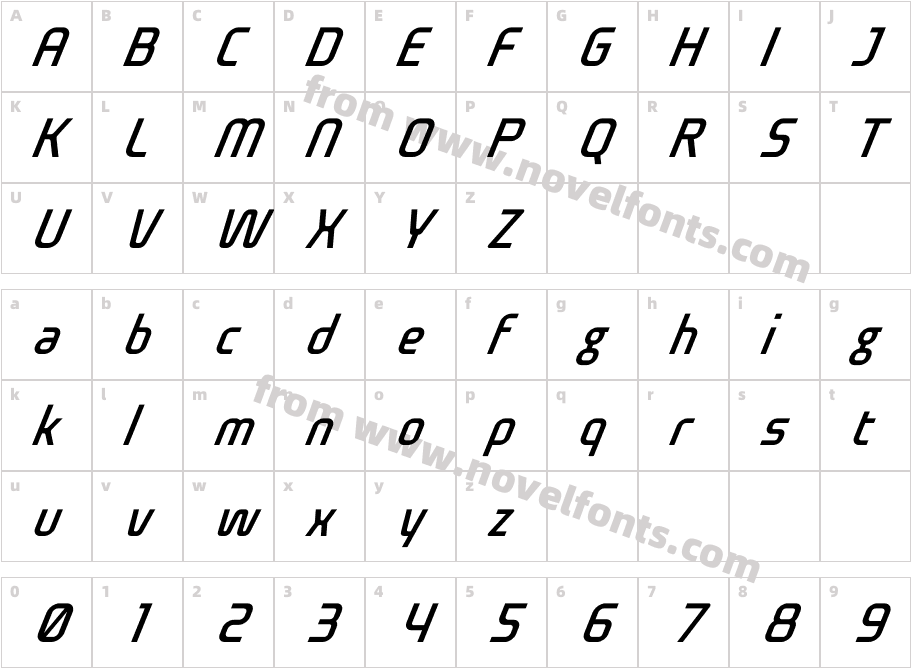 Neomax SlantCharacter Map