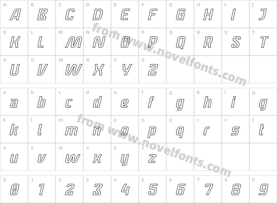 Neotoxic Outline Italic Outline ItalicCharacter Map