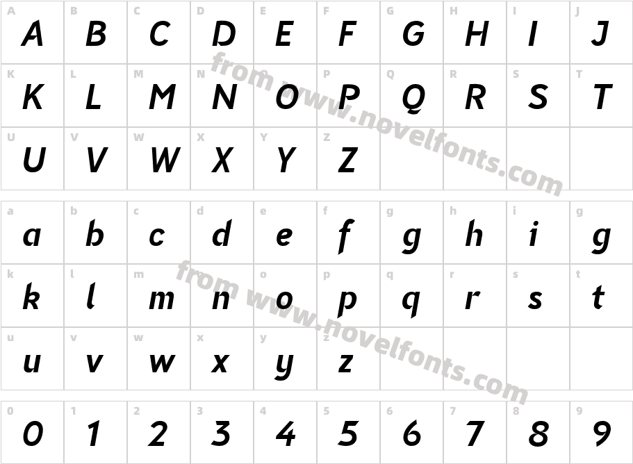 Nettle Sans Bold ItalicCharacter Map