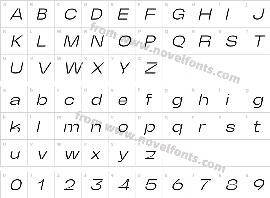 Neue Power W05 Regular ObliqueCharacter Map