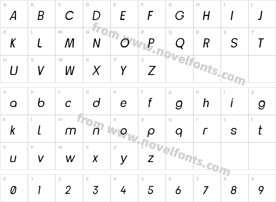 Neueral Light ItalicCharacter Map