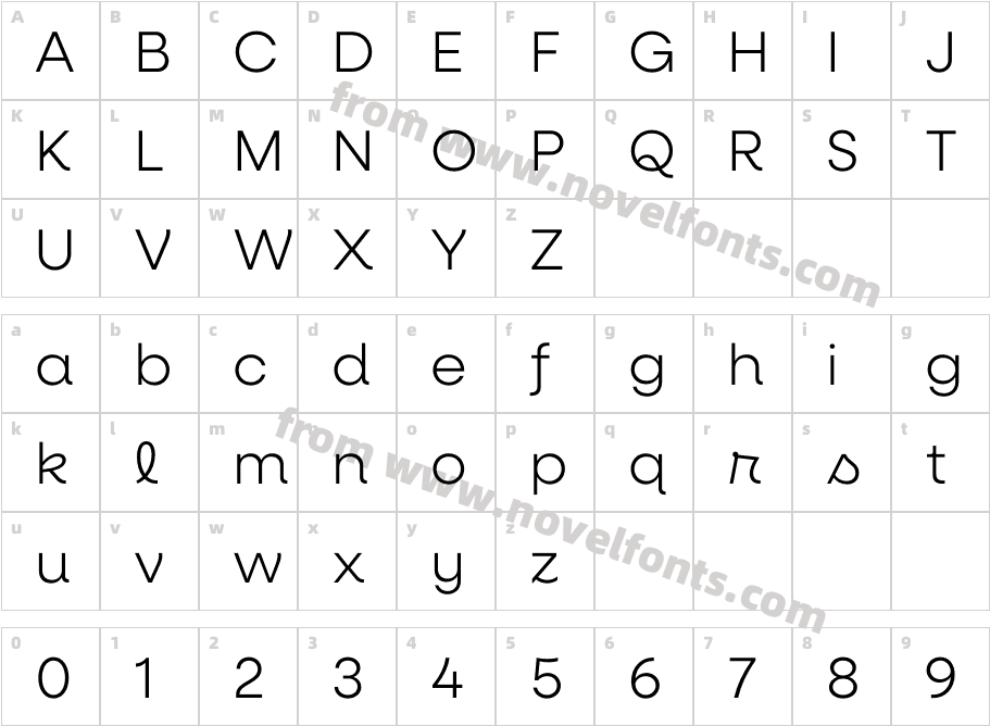 Neulis Cursive LightCharacter Map