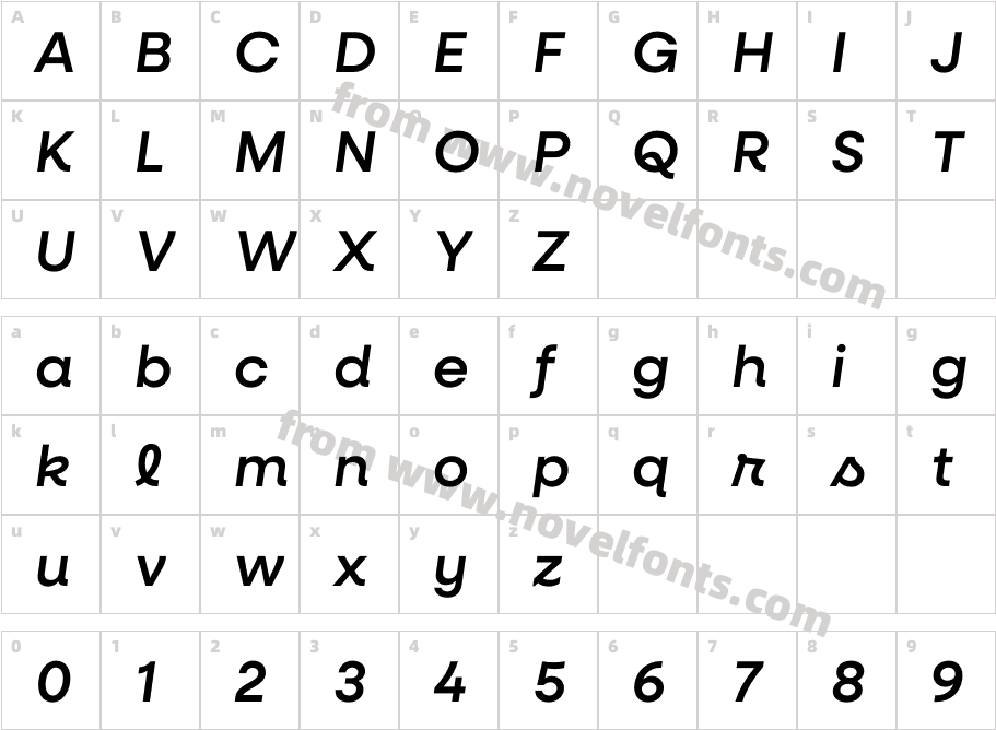 Neulis Cursive Medium ItalicCharacter Map