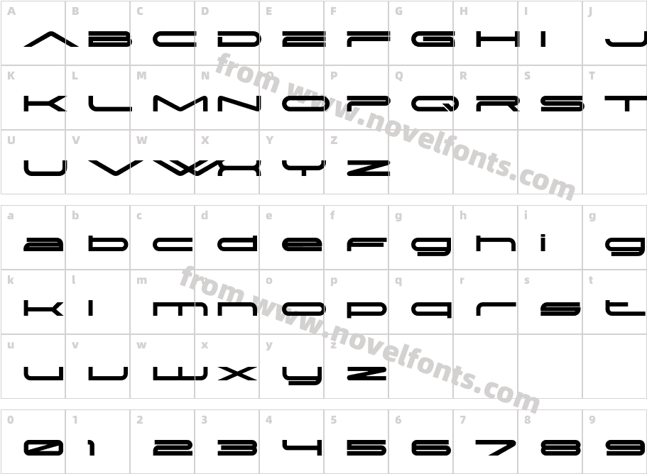 Nevia Extra Bold ExpandedCharacter Map