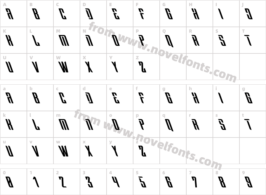 Nevla ObliqueCharacter Map