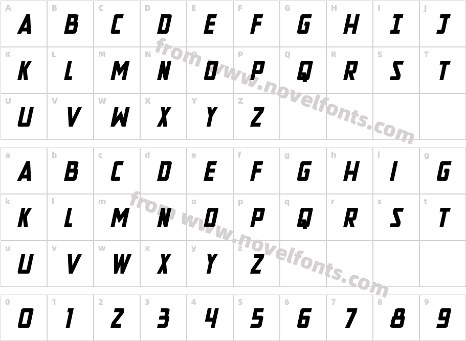 New Comic Title Spaced ItalicCharacter Map