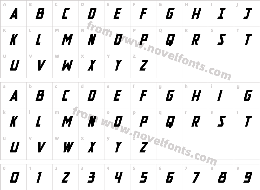 New Comic Title Super ItalicCharacter Map