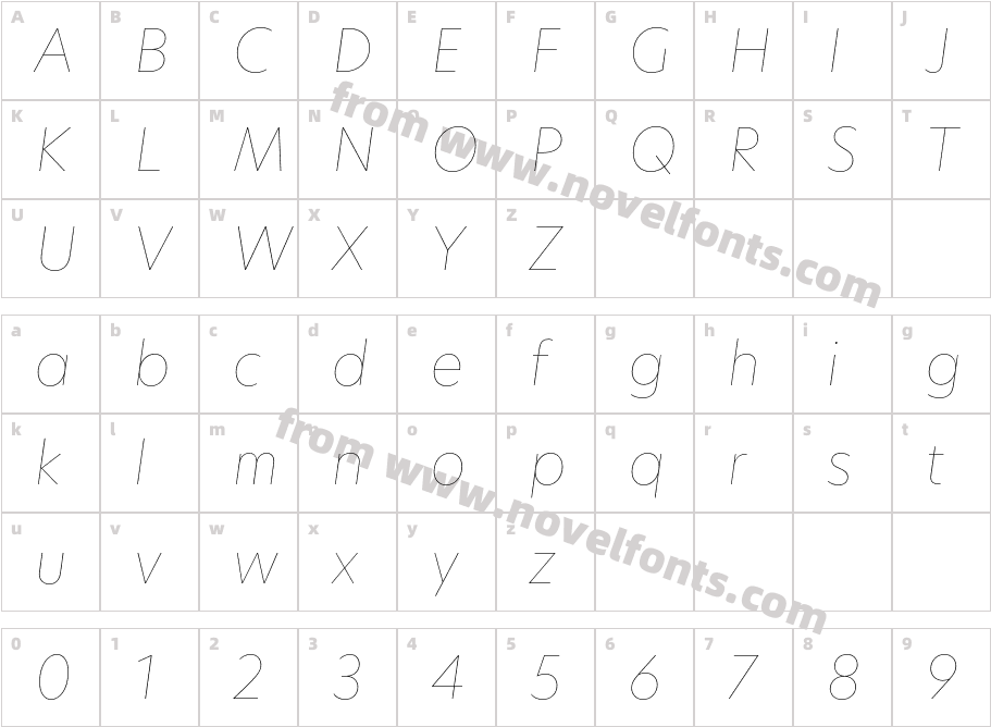 New Hero Hairline ItalicCharacter Map