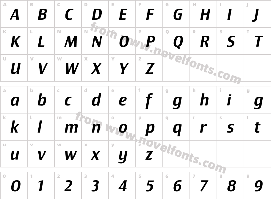 Newbery Sans Pro Medium ItCharacter Map