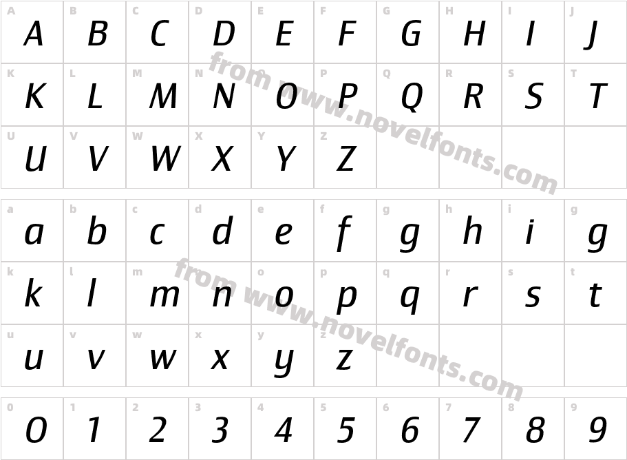 Newbery Sans Pro Regular ItCharacter Map