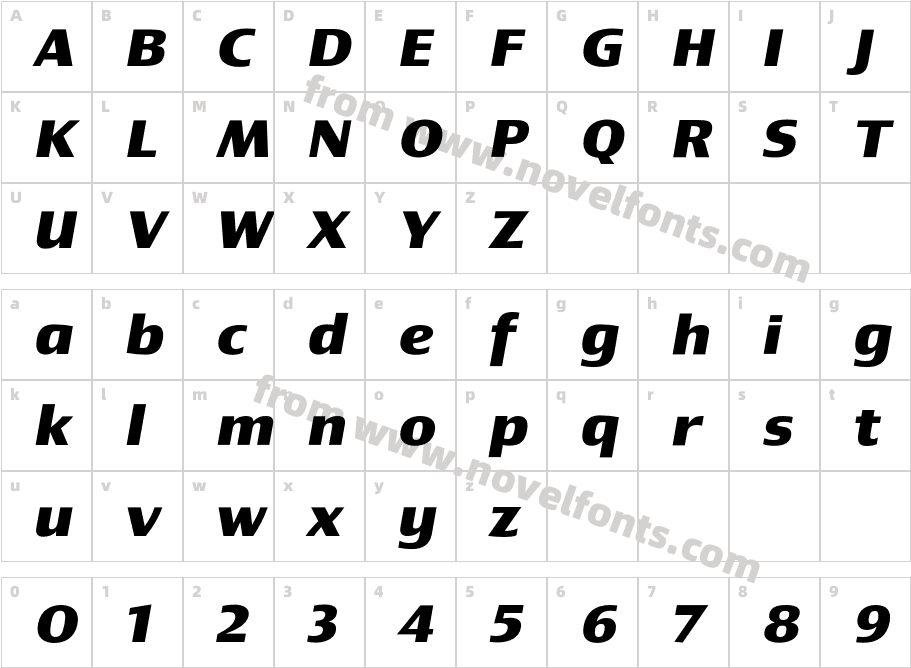 Newbery Sans Pro Xp Bold ItCharacter Map