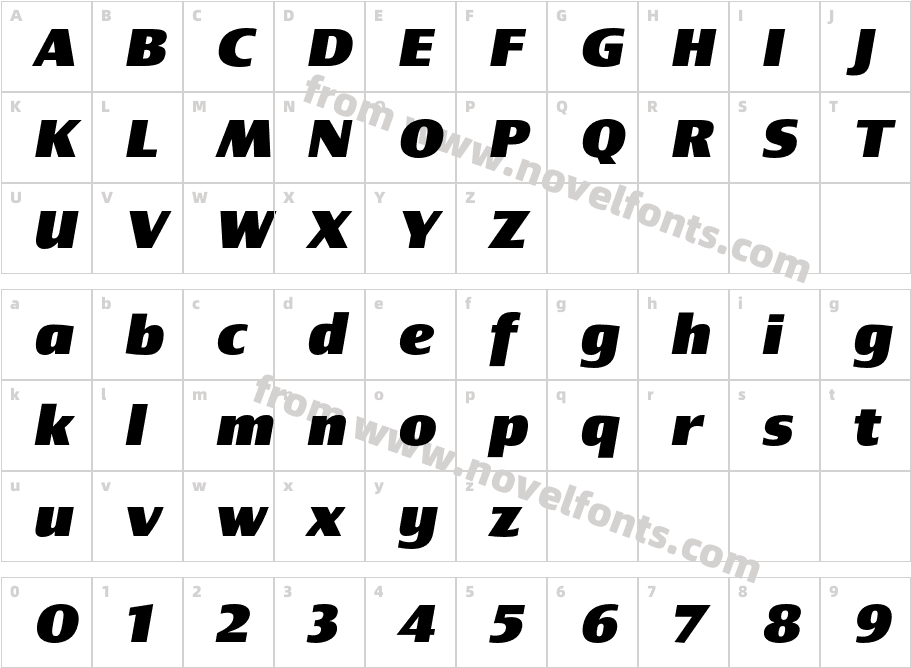 Newbery Sans Pro Xp Extra Bold ItCharacter Map