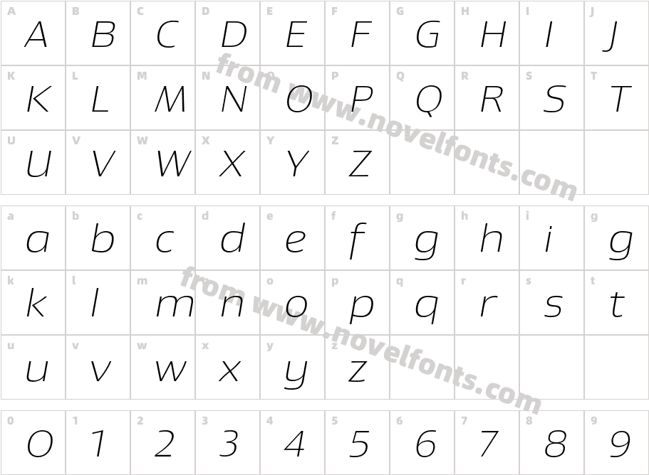 Newbery Sans Pro Xp Extra Light ItCharacter Map