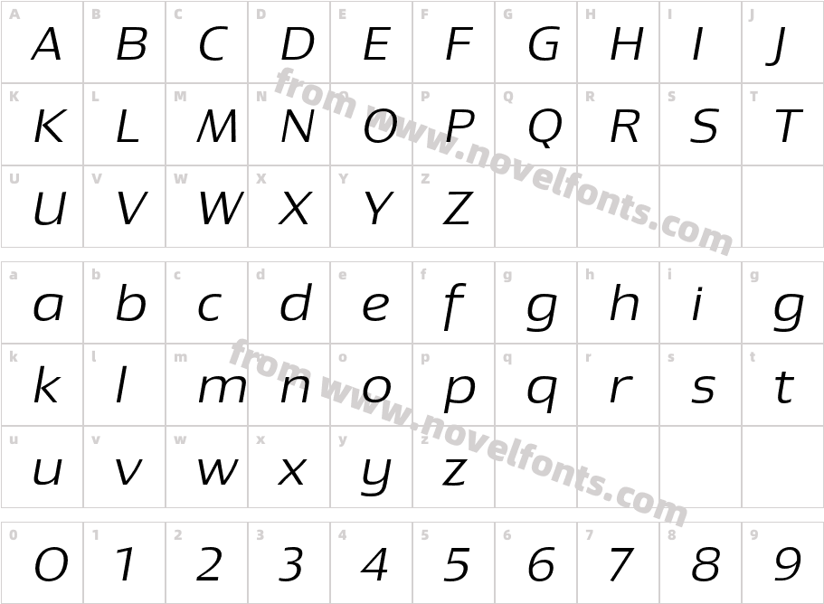 Newbery Sans Pro Xp Light ItCharacter Map