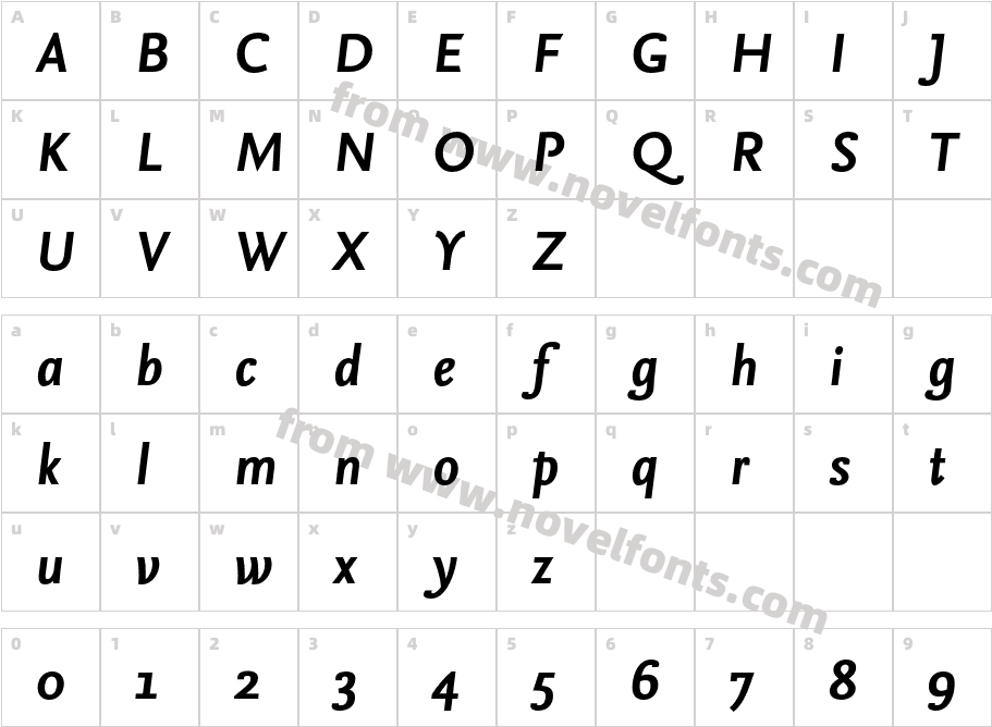 Nexus Sans Pro Bold ItalicCharacter Map