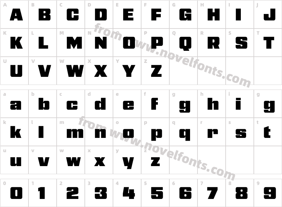 Nickel Gothic Variable RegularCharacter Map