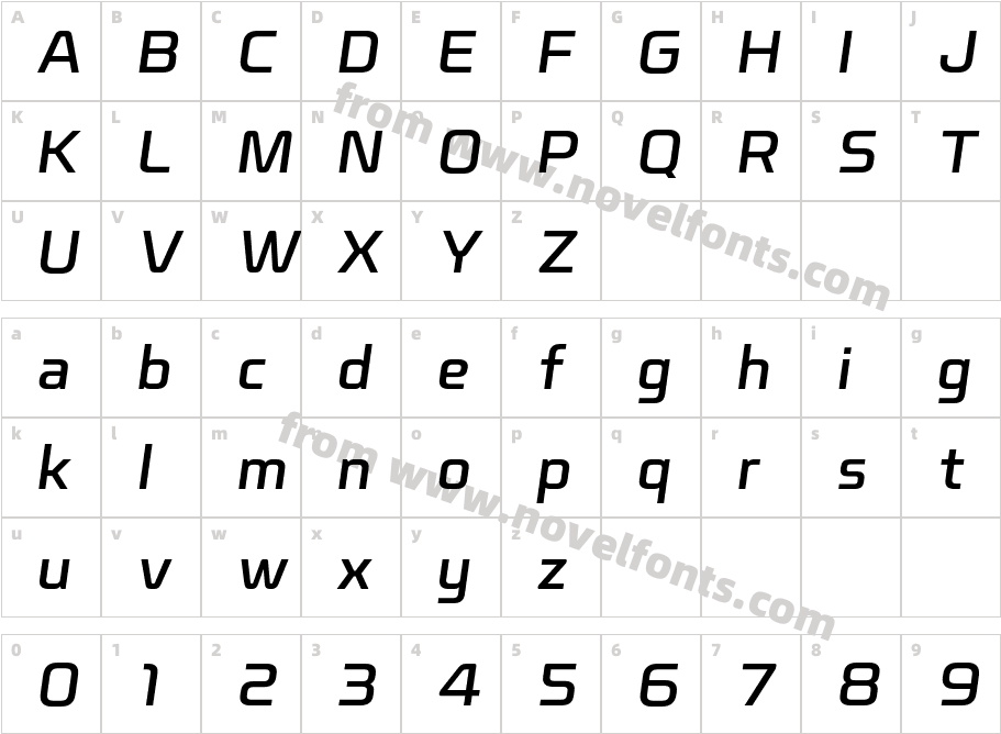 Nicomedia Medium ItalicCharacter Map