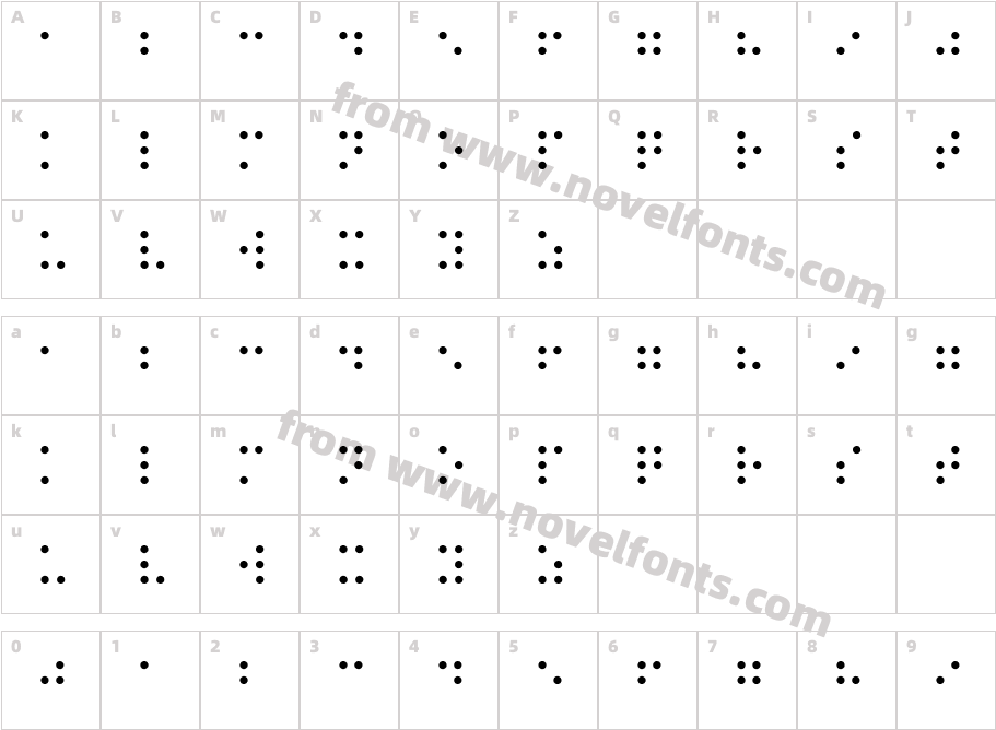 Night BrailleCharacter Map