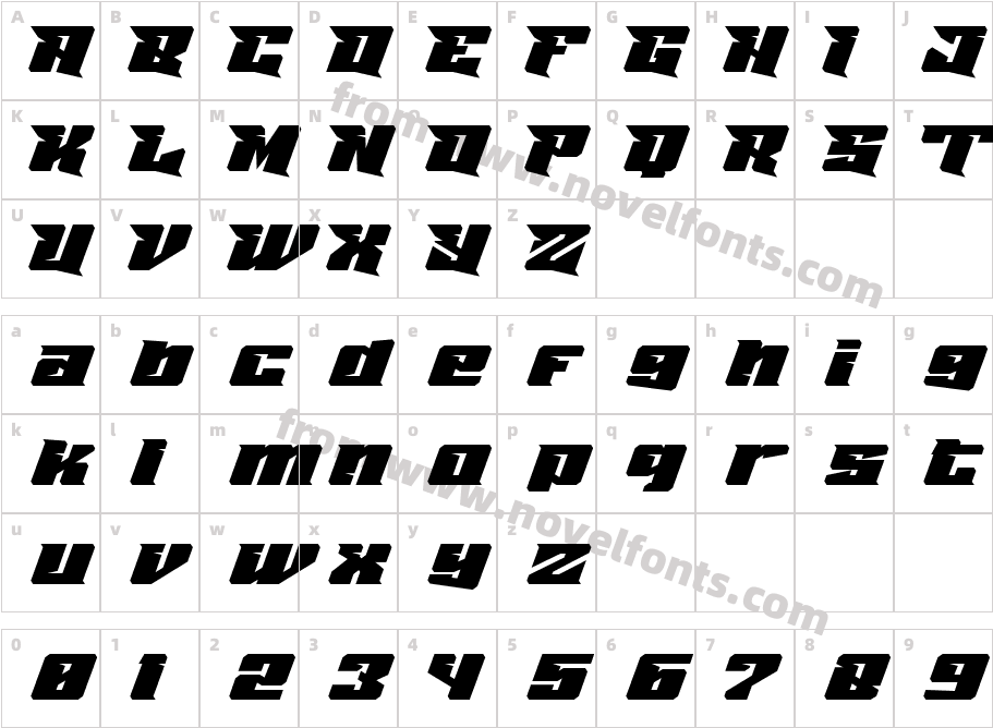 Ninja Cyber RegularCharacter Map