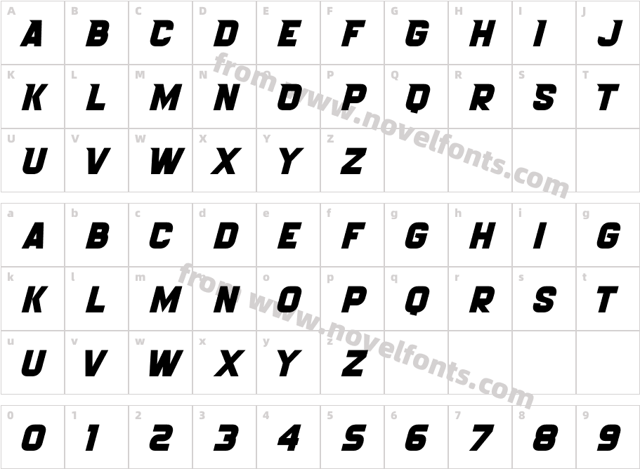 Nitro Speed RegularCharacter Map