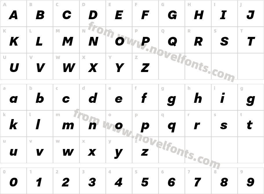 Nitti Grotesk Black ItalicCharacter Map