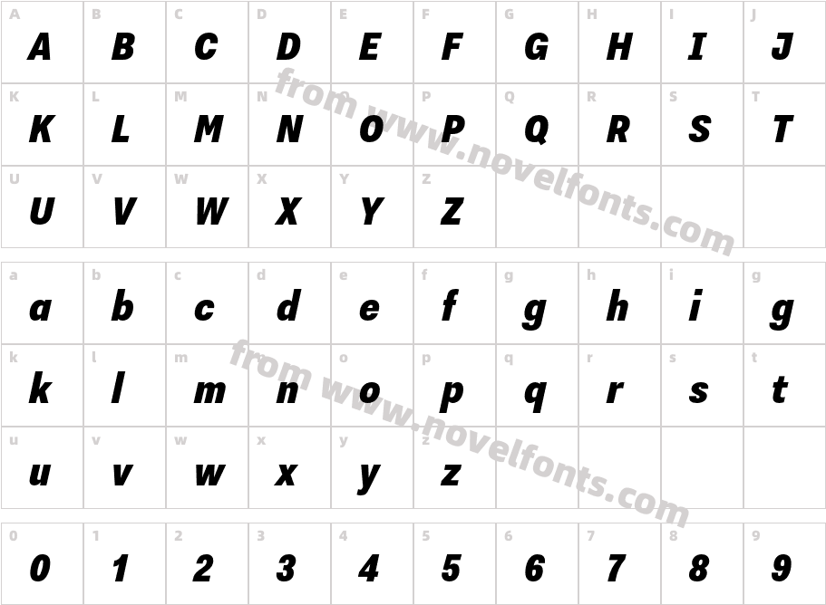 Nitti Grotesk Cond Black ItalicCharacter Map